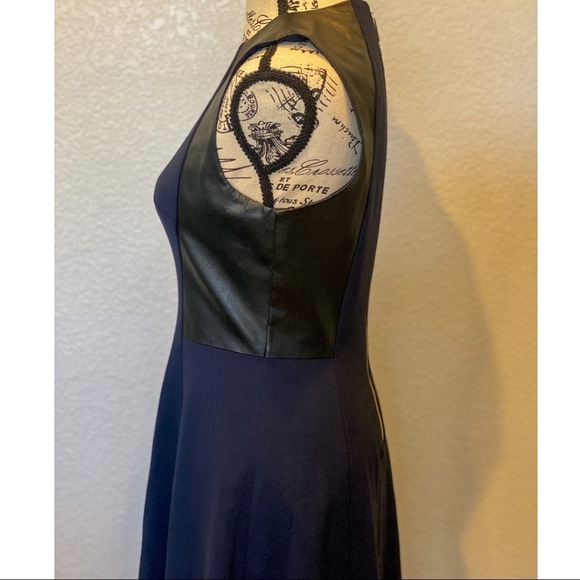 Eliza J Blue Dress with Black Leather Colorblock Side Panel, size 6 - Picture 11 of 12
